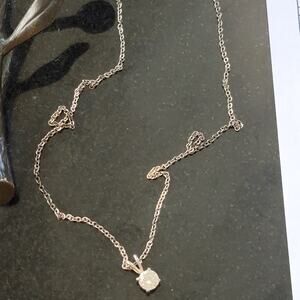 Vintage Solitaire Cz Pendant Necklace With Fine Chain Sparkling Round Stone Gem